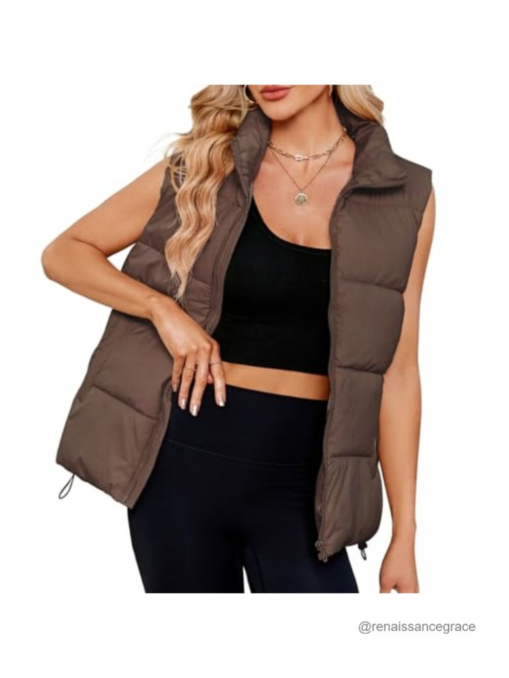 Women's Quilted Puffer Vest Oversized Sleeveless Zip Up with Pockets